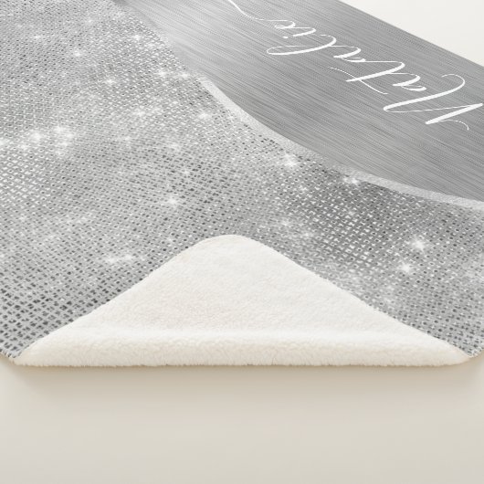 銀グリッターグラムメタリきらきら光るックパーソナライズされたル シェルパブランケット (3/4)