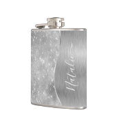 銀グリッターグラムメタリきらきら光るックパーソナライズされたル フラスク (左)