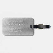 銀グリッターグラムメタリきらきら光るックパーソナライズされたル ラゲッジタグ (裏面横)