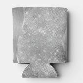 銀グリッターグラムメタリきらきら光るックパーソナライズされたル 缶クーラー (裏面)