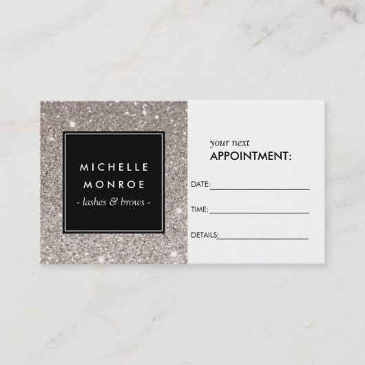 銀グリッターサロンアポイントメントカード 予約カード (正面)