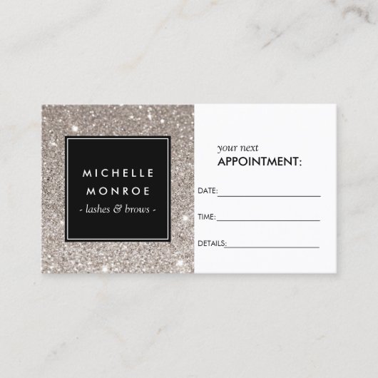 銀グリッターサロンアポイントメントカード 予約カード (正面)