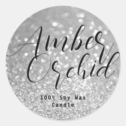 銀グリッタースパークルクリスタル《写真》ぼけ味キャンドルラベル ラウンドシール (正面)