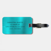 銀グリッターターコイズブルーフォイルモノグラファンシーム ラゲッジタグ (裏面横)