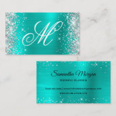 銀グリッターターコイズホイファンシール 名刺 (正面/裏面)