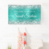 銀グリッターターコイズ箔Sweet sixteen 横断幕 (インサイチュ)