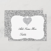 銀グリッターダイヤモンドハートテーブル座席表 招待状 (正面/裏面)