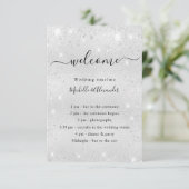 銀グリッターダストウェディングプログラム詳細 エンクロージャーカード (スタンド正面)