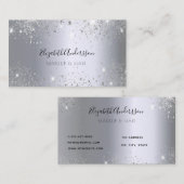 銀グリッターダストメタルメイクアップヘア美しい 名刺 (正面/裏面)