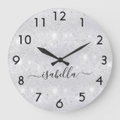 銀グリッターダストメタル名文字 ラージ壁時計 (正面)