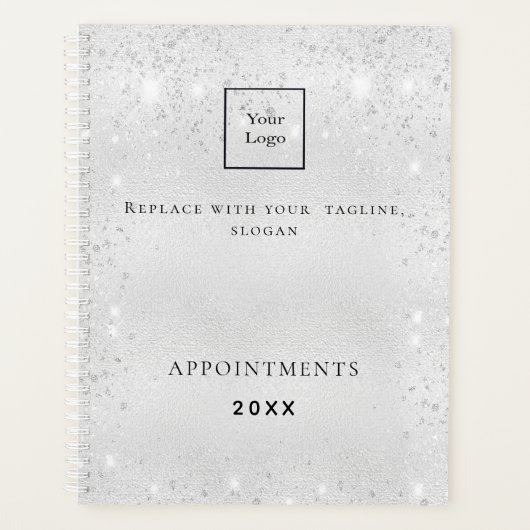 銀グリッターダストQRコード事業ロゴ2026 プランナー手帳 (正面)