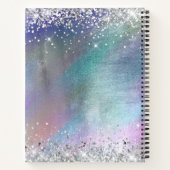 銀グリッターティアラカラフルフォイルファンシーモノグラム ノートブック (裏面)