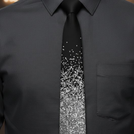 銀グリッタートレンディーグラデーション退色 ネクタイ