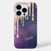 銀グリッタードリップスオンピンクパープルモノグラム Case-Mate iPhoneケース (裏面)