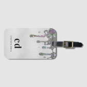銀グリッタードリップスモノグラム名 ラゲッジタグ (正面横)