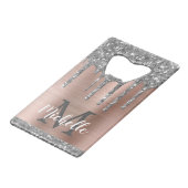 銀グリッタードリップバラ金ゴールドメタリックモノグラム クレジットカード栓抜き (正面アングル)