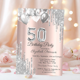 銀グリッタードリップバルーンバラ金ゴールド50th 招待状