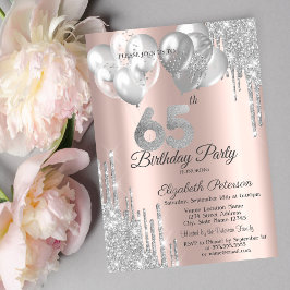 銀グリッタードリップバルーン65誕生日 招待状