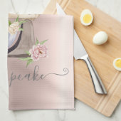 銀グリッタードリップレトロミキサーフラワーバラ金ゴールド キッチンタオル (四つ折り)