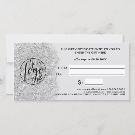 銀グリッターハートロゴギフト券 (裏面)