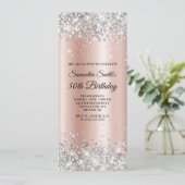 銀グリッターバラグラデーション金ゴールド50誕生日 招待状 (スタンド正面)