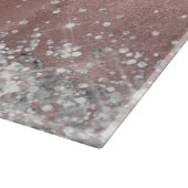 銀グリッターバラゴールドフォイルファンシーモノグラムの カッティングボード (角)