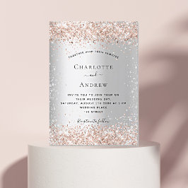 銀グリッターバラ金ゴールドスパークル結婚ズ 招待状