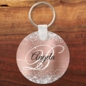 銀グリッターバラ金箔モノグラファンシーム キーホルダー (正面)