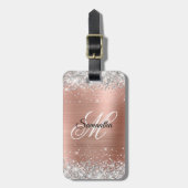 銀グリッターバラ金箔モノグラファンシーム ラゲッジタグ (正面縦)