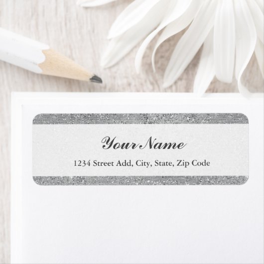 銀グリッターパーソナライズされた差出人住所 ラベル (インサイチュ)