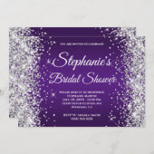 銀グリッターパープ王室のルモノグラグラデーションム 招待状 (正面/裏面)
