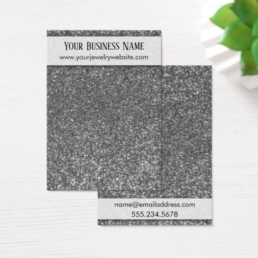 銀グリッターフェイクイヤリングホルダー表示カード (デスク)