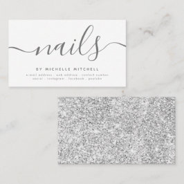 銀グリッターフェイクネイリスト白 名刺