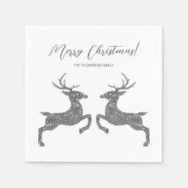 銀グリッターフェイク二鹿文字 スタンダードカクテルナプキン