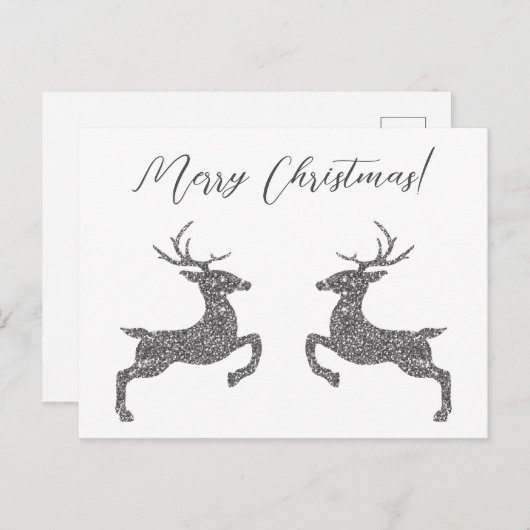 銀グリッターフェイク二鹿文字 ポストカード (正面/裏面)