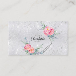 銀グリッターフローラメイクアップ毛美しい 名刺