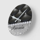 銀グリッターブラックモノグラム ラウンド壁時計 (傾斜)