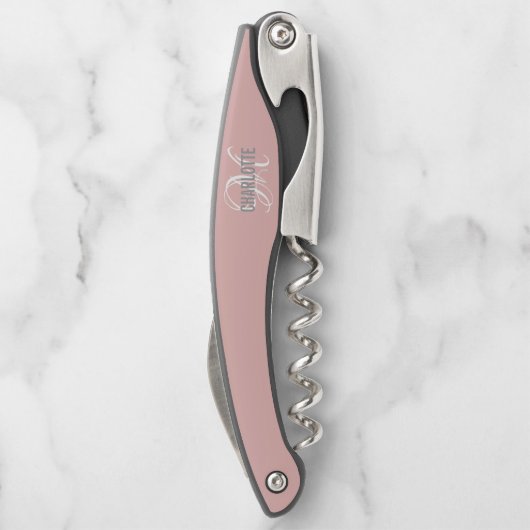 銀グリッターモダンモノグラムネームウェイターコルク ソムリエナイフ (裏面)