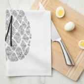 銀グリッターモノグラムのパイナップル キッチンタオル (四つ折り)