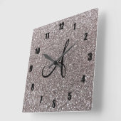 銀グリッターモノグラム スクエア壁時計 (傾斜)