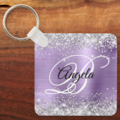 銀グリッターライトパープルフォイルモノグラファンシーム キーホルダー (正面)