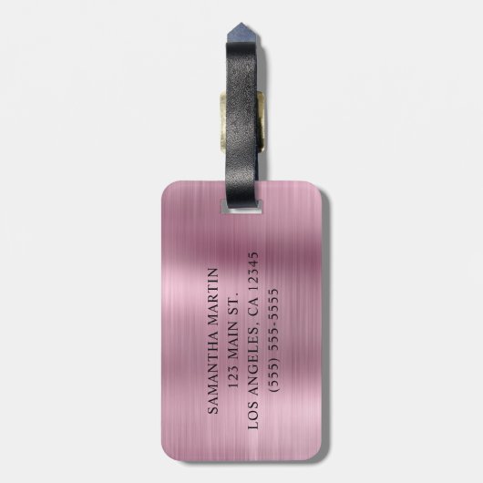 銀グリッターライトピンク箔モノグラファンシーム ラゲッジタグ (裏面縦)