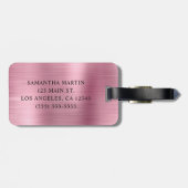銀グリッターライトピンク箔モノグラファンシーム ラゲッジタグ (裏面横)