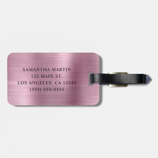 銀グリッターライトピンク箔モノグラファンシーム ラゲッジタグ (裏面横)
