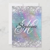 銀グリッターレインボーイリジングフォイルモノグラム 招待状 (裏面)