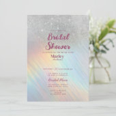 銀グリッターレインボーホログラフィックブライダルシャワー 招待状 (スタンド正面)