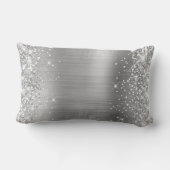 銀グリッター光沢のあるサテンファンシー箔 ランバークッション (裏面)