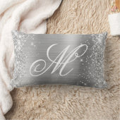 銀グリッター光沢のあるサテンファンシー箔 ランバークッション (ブランケット)