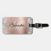 銀グリッター光沢のあるバラ金ゴールドグラムグラディエント ラゲッジタグ (正面横)