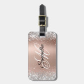 銀グリッター光沢のあるバラ金ゴールドグラムグラディエント ラゲッジタグ (正面縦)